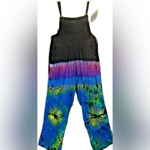 Sacred Threads NWT BOHO tie dye overalls